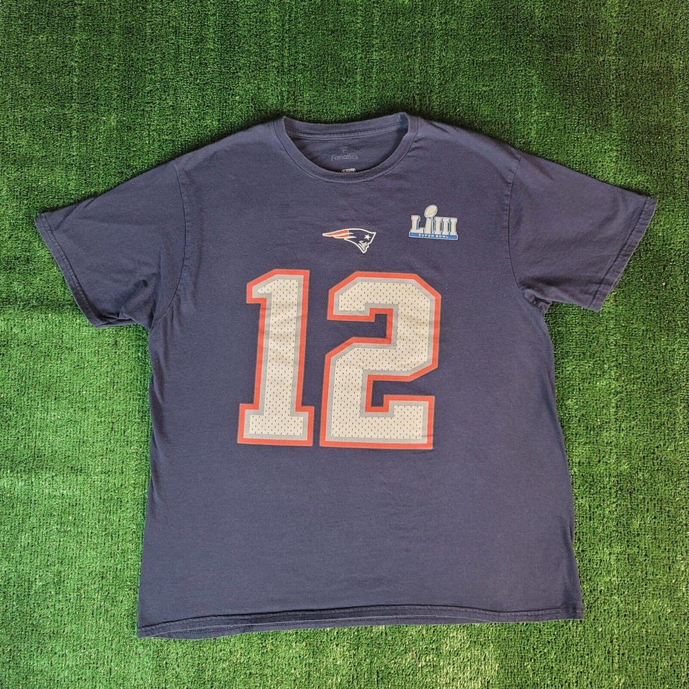 New England Patriots 2019 Super Bowl LIII Champions Tom Brady #12 Tee Sz XL - Picture 2 of 7